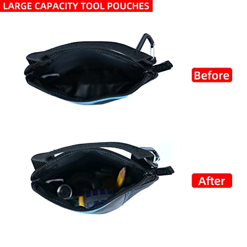 MELOTOUGH Canvas Zipper Tool Pouch Zipper Bag -Fastener bag with Mesh Window and Hanging Grommets(Yellwo 2 & Blue 4)