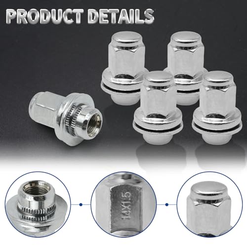 5PCS M14-1.50 Wheel Nut Replacement Front and Rear 9-1000371, 9094201103, 90942-01103, 90942A1001, 611-277, 611-2771, 6112771, 910003 Compatible with Toyota Tundra 2007-2021 (Pack of 2) Medium (Pack of 2)