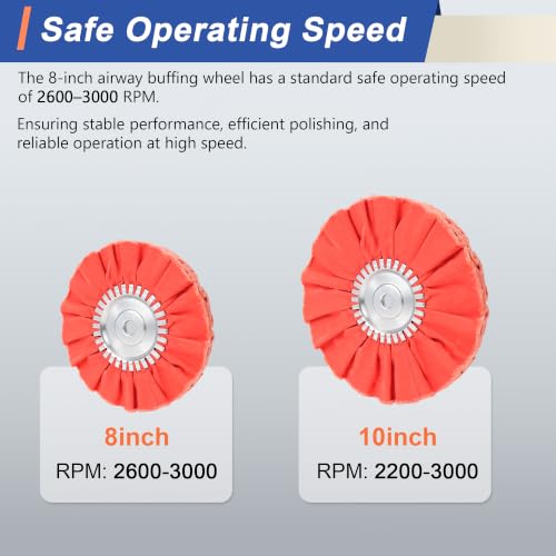 8" Airway Buffing Wheel, Aluminum Wheel Polishing Kit with 5/8" Arbor Hole for Angle Grinders, Complete Polishing Process for Aluminum Wheels, Tanks & Metals, 5 Pcs