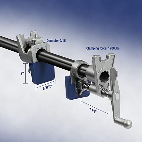 WORKPRO 3/4" Pipe Clamps with H-shaped Feet, Lightweight Cast Aluminum