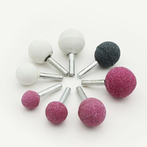 Ball Grinding Bits 6mm x 20mm Grinding Wheel Head White Corundum Ball Rotary Burr for Ceramic Stone Metal DIY Grinding 10pcs 20mm Diameter