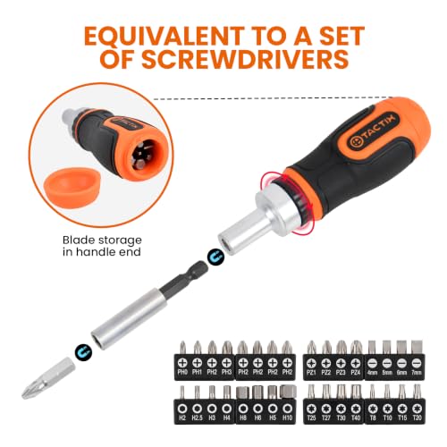 Tactix 55-Piece Stubby Socket Wrench Set, Ratchet Screwdriver & Quick-Release Socket Wrench, Adjustable, 1/4'' & 3/8'' Socket, Bits, CR-V Metric, Garage Repair, Home Use, with Portable Hard Case 55-Piece Socket Wrench Sets