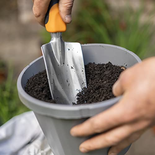 Fiskars ShearEase Grass Shears - 5'' 360-Degree Swivel Blade - Garden Shears and Grass Cutter - Black & Ergo Gardening Hand Trowel - Ergonomic Handle Design with Hang Hole