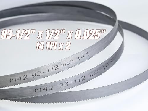 2 Pack 93-1/2" Bandsaw Blades, 93-1/2 x 1/2 x 0.025 Inch, 14 TPI, Bi-Metal