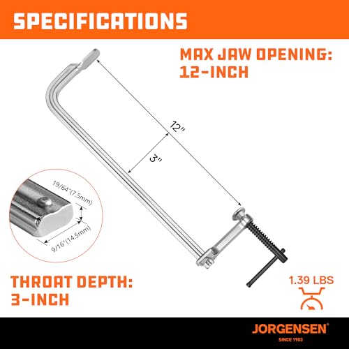 Jorgensen 12-Inch Light-Duty Drop Forged Steel Bar Clamps, 2-Pack 12 Inch