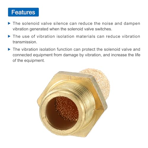 QUARKZMAN Pneumatic Silencer 1/8 Inch NPT Male Long Exhaust Silencer Solenoid Valve Brass Silencer Noise Silent Air Cylinder Accessories for Valve Set of 2 | Male Long Exhaust Silencer, Silencer Noise Silent Air Cylinder Accessories, for Valve