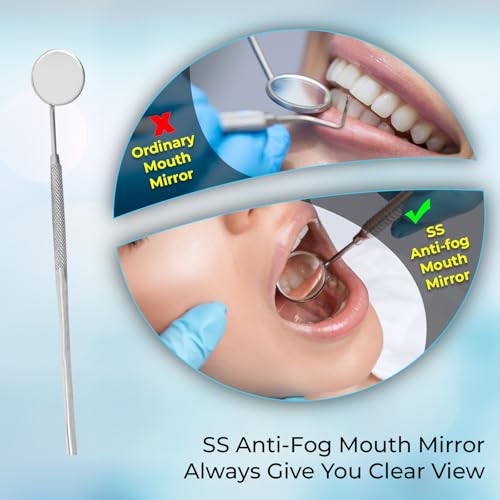 SS INSTRUMENTX Dental Mirror with Handle Dental Stainless Steel Dentist Tools for Teeth Cleaning Inspection Oral Hygiene Mouth Mirror for Daily Use CE