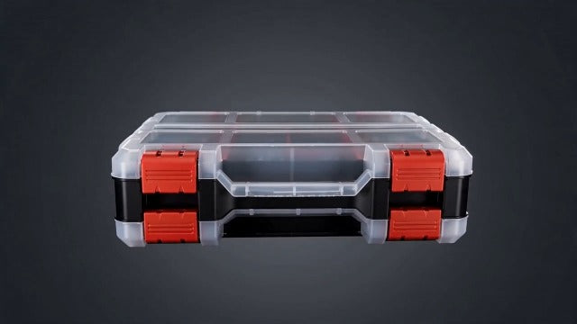 Tool Box with 34 Compartments, Double Sided Hardware Organizers Toolbox Blue 2 Pack