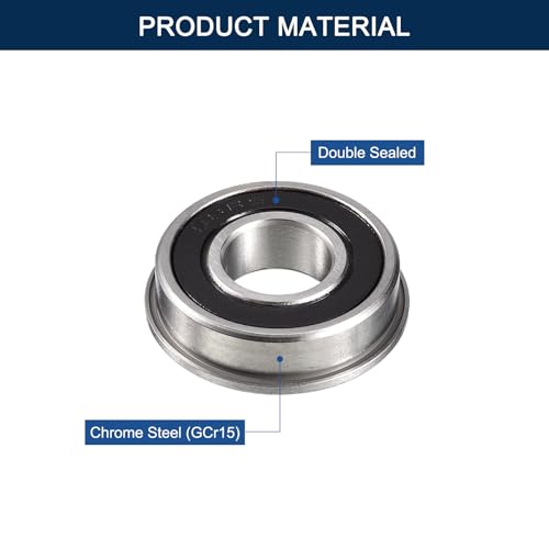 HiPicco FR8-2RS Flanged Ball Bearing, ID 1/2 x OD 1-1/8" x Width 5/16" Miniature Bearings, Double Rubber Sealed Deep Groove Bearings, Pre-Lubricated (GCr15) Chrome Steel 10pcs 10 FR8-2RS 1/2x1-1/8"x5/16"
