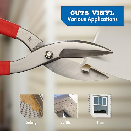 MIDWEST Vinyl Siding Snip, 12" Straight/Wide Soft Material Cutter 12-Inch