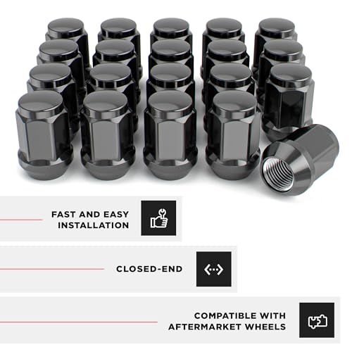 White Knight M12x1.50 Solid Piece Bulge Acorn Lug Nuts (NO Cap) for Select Aftermarket & Factory Wheel EZ to Install Durable Carbon Steel Stylish (Black Chrome Plated) Finish - 1907SBK-20AM (20 Pack) 3/4" Hex (No Cap) 20 Pack ( Black Chrome )