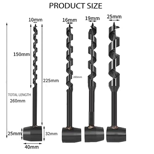 4 Pcs Hand Auger Wood Drill,Bushcraft Hand Auger Wrench Scotch Eye Wood Auger Survival Settlers Wrench Tool Bushcraft Gear for Camping,Outdoor,Hiking,Woodworking 4PCS