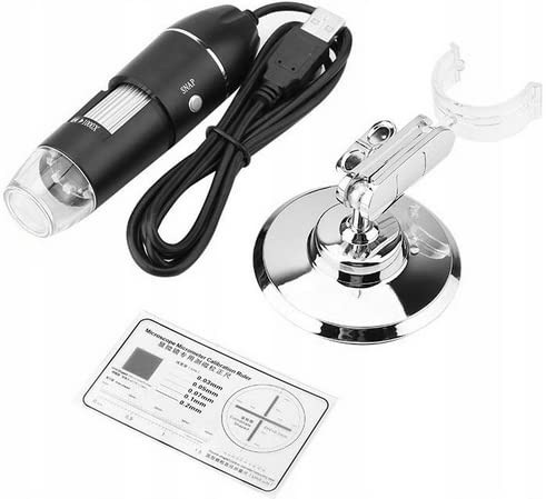 Retoo Digital Microscope Camera with 1600x Magnification Endoscope, 8 LED Lights, Compatible with Windows XP, Vista, 8,10, Android, Mini Video Camera, Digital Microscope with Metal Stand, Mini Camera