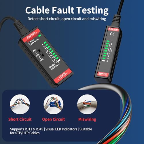 Network tester, LAN cable tester RJ11 RJ45 for CAT5 CAT5E CAT6 CAT6A CAT7 cables, Ethernet network cable tester, continuity tester, telephone cable tester