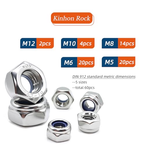 M6 x 1mm Metric Lock Nuts (30pcs) + 60pcs Metric Lock Nuts Assortment Set + 70pcs SAE Lock Nuts Assortment Set