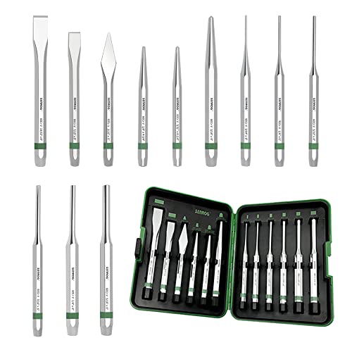 12-Piece Punch and Chisel Set, 60Cr-v Steel Made and Heat-treated.