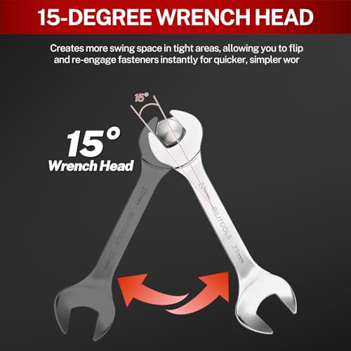BILITOOLS Super-Thin Open End Wrench Set, Metric Slim Flat Wrenches Set