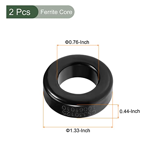YOKIVE 2 Pieces Toroid Core Ferrite Ring Black Grey 27.3 mm x 14.2 mm x 11 mm | Iron powder inductor ferrite rings, good for power converters