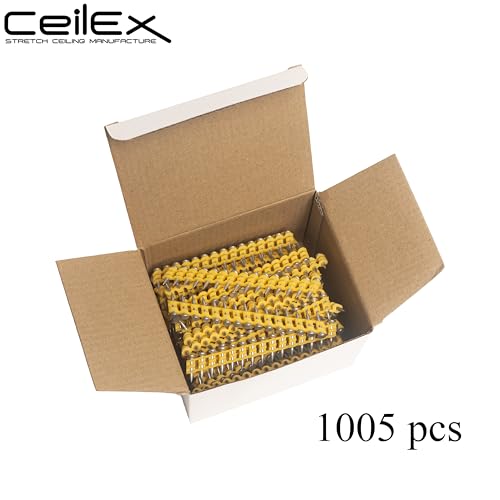 1005x Collated Concrete Nails 3/4 Inch (19mm) for DeWalt DCN890 Cordless Concrete Nailer, 15 Degree Plastic Collated, Full Round Head Hardened Steel Pins for Metal Track, Drywall & Concrete 3/4'' (19mm) 1005