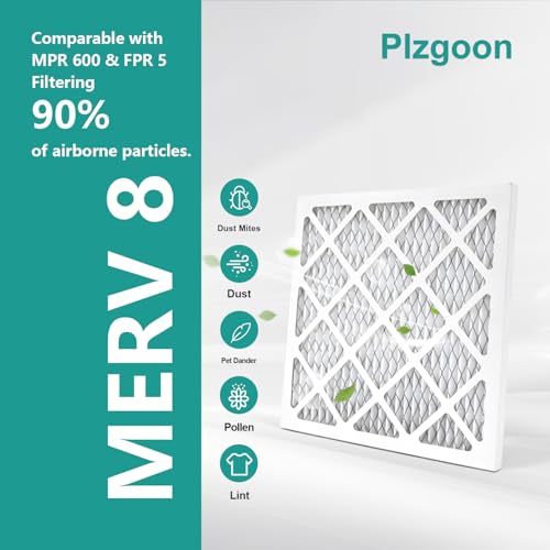 12x12x1 Air Filter MERV 8 Pleated, 6-Pack for AC & Furnace, MPR 600 12x12x1-6Pcs