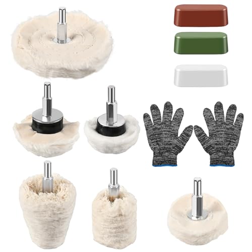 6PCS 1/8" Shank Drill Buffing Wheels with 3PCS Polish Compound, 137Pcs Buffing Wheel Polishing Kit with Polish Compound Buffing Pad Polishing Wheel Tool Kits