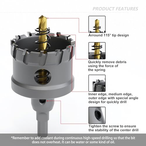 GSTK Upgrade Heavy Duty Carbide TCT Carbide Hole Saw Kit 10Pcs for Hard Metal, with 2*Extra Titanium Plated Pilot Center Drill and 2*L-Wrench 8-piece aluminum box set