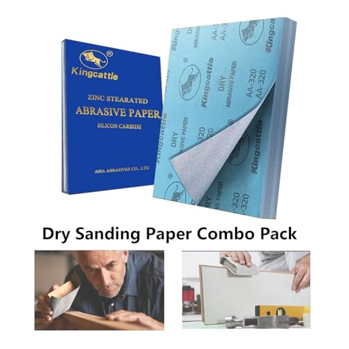 White Dry Sandpaper 55 Sheets 9x11, 60-1000 Grit Wood Metal Painted Surfaces