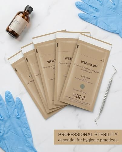 Disposable Kraft Sterilization Bags for Autoclave, Dry Sterilizer, Manicure and Pedicure Instruments, Suitable for Dentists and Beauticians (100 x 200 mm), Pack of 60