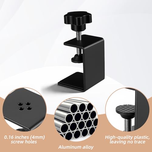 4 Pack Heavy Duty C Clamp, Black Adjustable Woodworking Clamps Shelf Clamps for for Furniture Table Installation Desk Extension Panel Work Welding and Construction