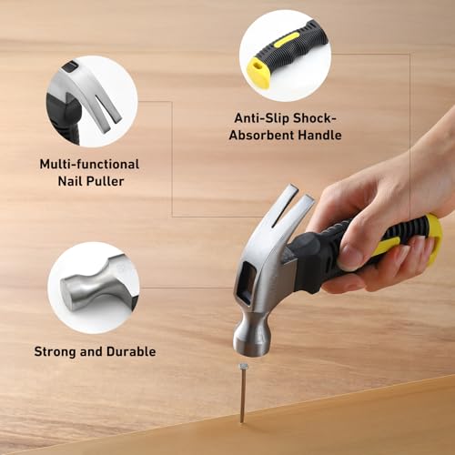 Hardware Nails Assortment Kit and 8oz Small Hammer, 800 PCS Nails for Hanging Pictures,Hammer and Nail Set, Small Hammers for Picture Hanging