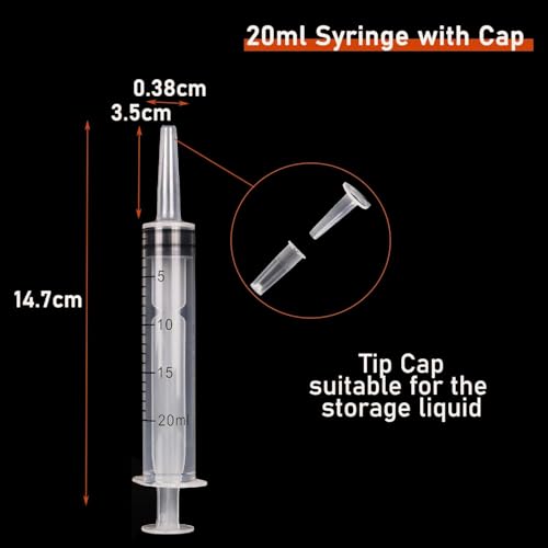 20 ml Syringes, Pack of 3, Plastic Syringes with Cap, Aseptic | geeignet für Labor, Tierfütterung, Klebstoffapplikation, Pflanzenbewässerung, präzise Dosierung und Abgabe, einzeln verpackt 20 ml 3.0
