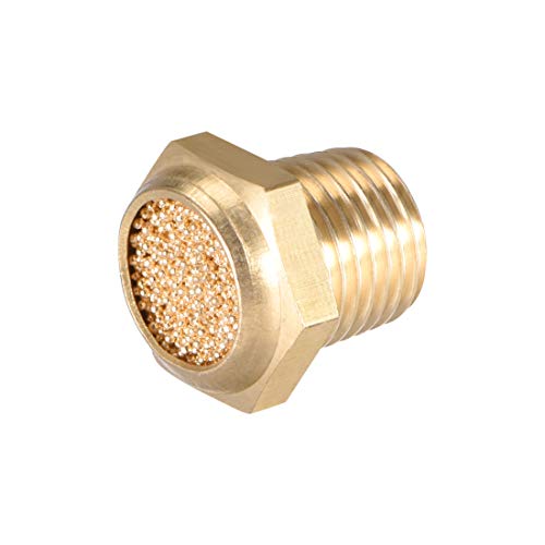sourcing map Brass Silencer G1/8 Male Thread Bronze Silencer Body Flat Pack of 15