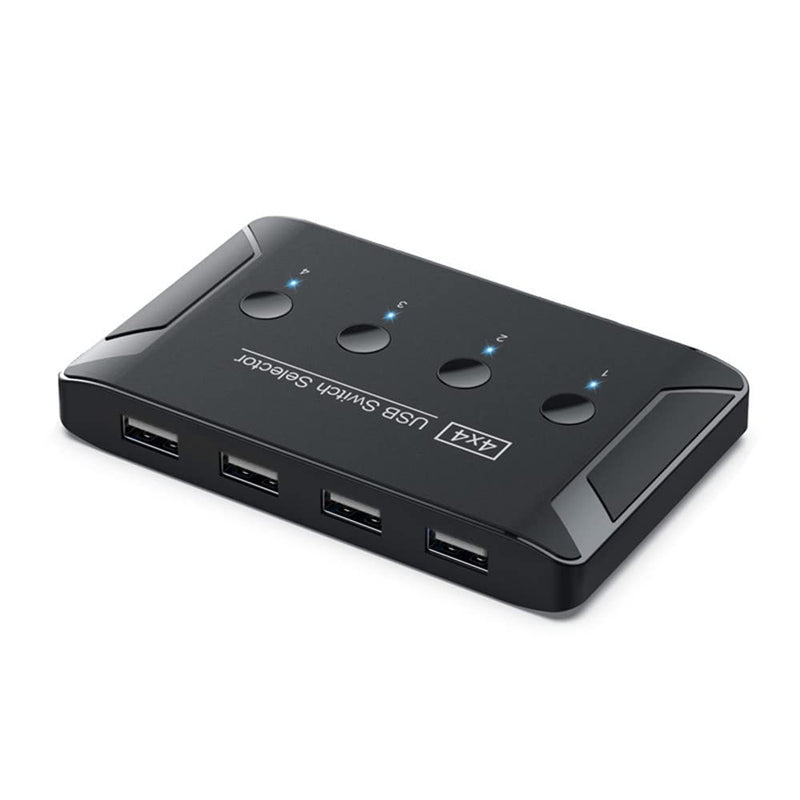 xiwai KVM USB 2.0 Switch Selector 4 Port PCs Sharing 4 Devices for Keyboard Mouse Scanner Printer Black USB2.0