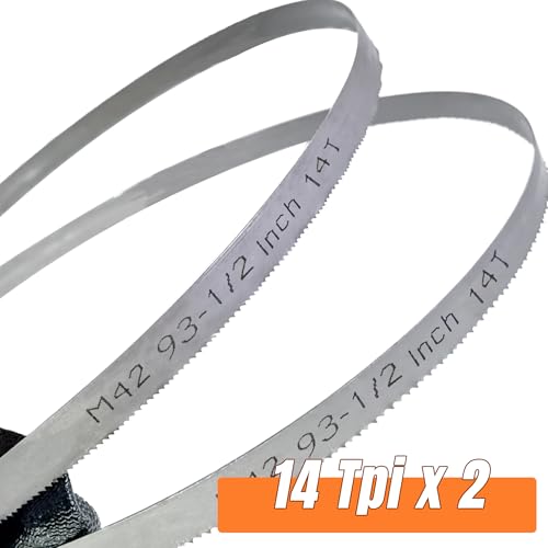 2 Pack 93-1/2" Bandsaw Blades, 93-1/2 x 1/2 x 0.025 Inch, 14 TPI, Bi-Metal