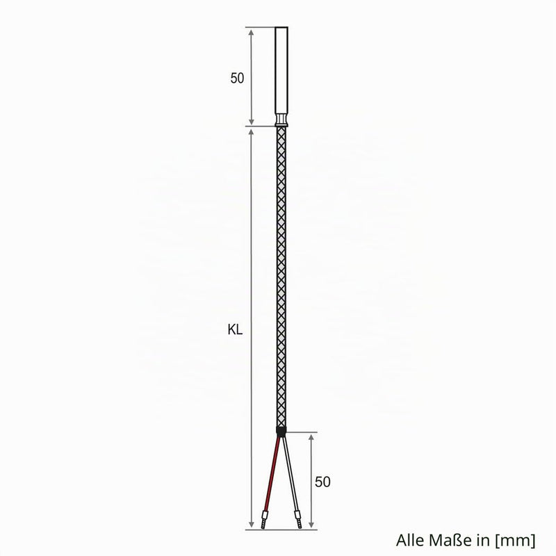iOVEO 039HG02202 Flue Gas Sensor / Temperature Sensor / Collector Sensor up to 400 °C with GLS Connection Cable and PT1000 Sensor 2 Meter Single