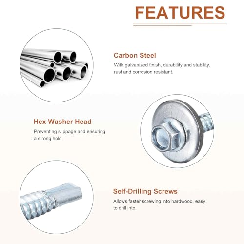 DTGN 14x5" Hex Washer Head Self Drilling Screws - 50Pack - Good for Metal - Carbon Steel Self Tapping Metal Sheet Screws #14x5" 50