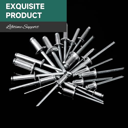 (600Pcs) 16 Sizes Aluminum Blind Pop Rivets Assortment Kit, 1/8" 5/32" 3/16" 1/4" Aluminum Grip and Steel Mandrel Pro Blind Rivets for Metal 600