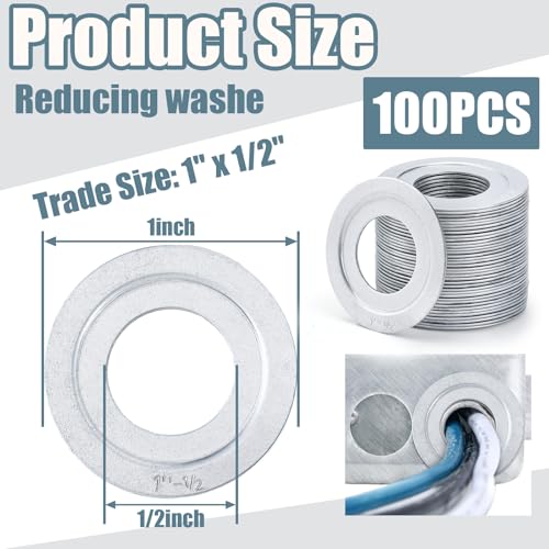 100 Pcs Rigid Reducing Washer Trade Size, 1" X 1/2" 1" x 1/2"