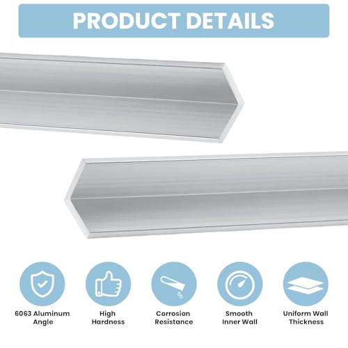 2Pcs Aluminum Angle Stock 6063-72” Long x 1” Wide x 1/8” Thick 2 72" Long X 1" Wide X 1/8" Thick