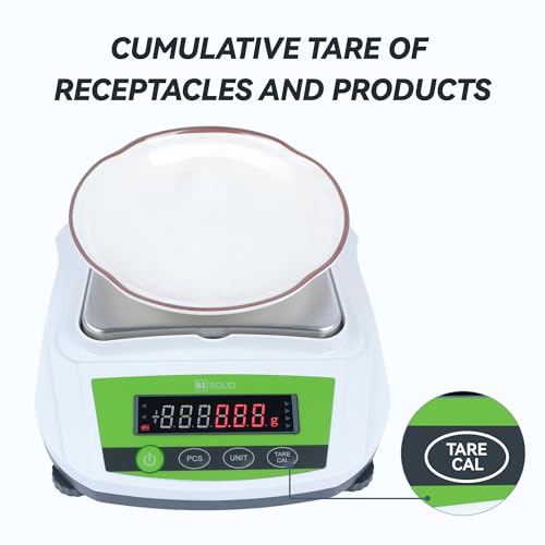 U.S. Solid Precision Balance, 2000g/4.4lb x 0.01g Digital Lab Scale, 6.2" x 5" Rectangular Pan, Piece Counting, g/ct/oz/lb, 100-240V AC & 4xDC 1.5V Battery, Kitchen, Jewelry, Scientific Use Green 2000g x 0.01g
