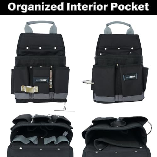 MELOTOUGH Electrician Tool Belt Set, Padded Work Rig with detachable Tool Pouches and Utility Apron, Combo Harness with Carry Handles for Carpenter Construction Tool Belt with Pouch