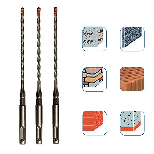 24PC, 3/16" x 7" with 1/4" SDS Plus Hex Rotary Hammer Drill Bits for Concrete Screw, Rotary Drill Bit 3/16, Sds Plus Bits (3/16 x 7,24) 24 3/16 x 7