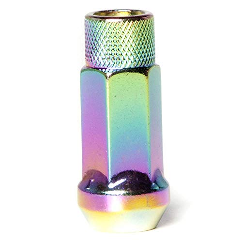 Circuit Performance Forged Steel Extended Open End Hex Lug Nut for Aftermarket Wheels: 12x1.25 Neo Chrome - 20 Piece Set + Tool