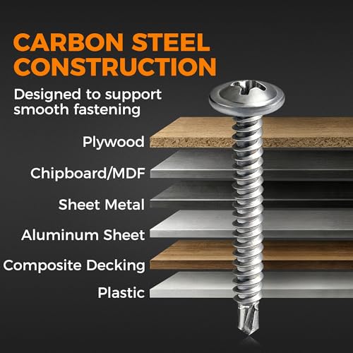 300 PCs #10 x 1-1/2 Truss Head Sheet Metal Screws - M4.8 x 38 Zinc Plated Phillips Drive Carbon Steel Wide Head Screws for Thin Metal #10x1-1/2" Silver 300