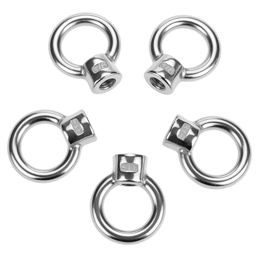 QWORK Lifting Eye Nut, 20 Pack, 3/8" UNC Marine Grade Stainless Steel 316