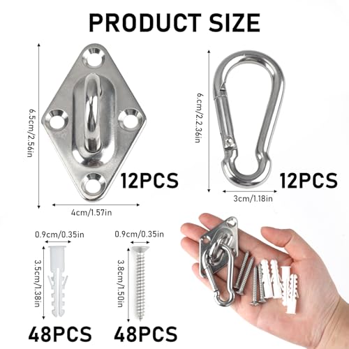 Wall Mount for Resistance Bands, Workout Anchors Wall Resistance with Hook for Fitness Bands, Space Saving Workout Equipment for Home Gym Weight Straps Suspension Training Exercise 12 Pack