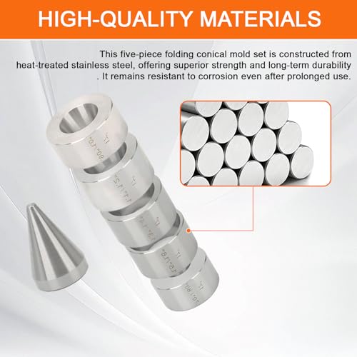 17 Degree Five Piece Set Folding & Reduction Die Stainless Steel Stabilizer Folding Cone Die Set Coin Making Tool