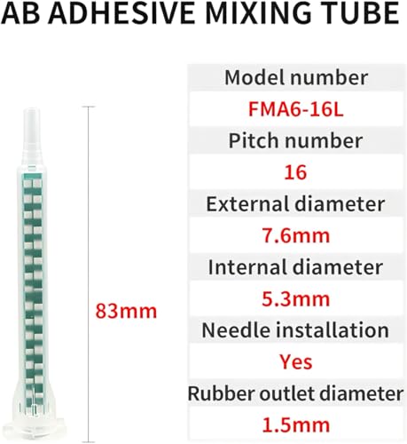 50 Pieces Epoxy Mixing Nozzles, Square Static Mixing Nozzle Adhesive Tips, Suitable for AB Resin Mixer Adhesive Cartridges Gun 50ml / 1.7oz (1:1/1:2 Ratio)
