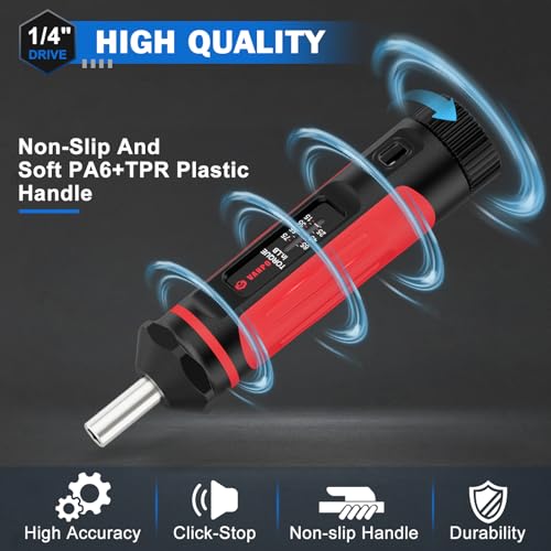 VANPO Torque Screwdriver 15-75 in-lb, 1/4" Drive Precision Driver Set 15-75In-lb