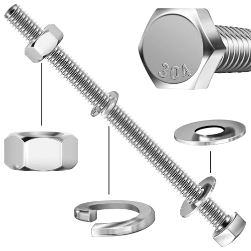 Mywish 100Pcs T Nuts, 1/4 20 Nut Hardware Nuts & (10 Sets) 1/4-20x4 Hex Head Assorted Screws Nuts and Bolts with Flat & Lock Washers, 4-Pronged Tee Blind Nuts Threaded Insert T Nuts 1/4-20"